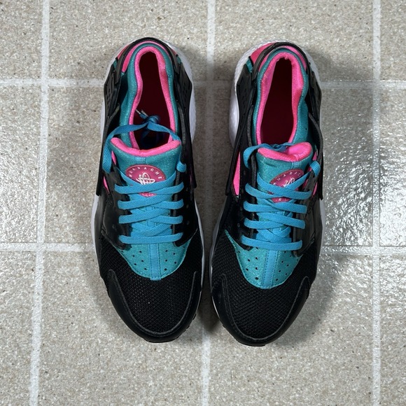 Nike Huarache Run Sneakers 6.5Y Shoes Grade School Pink Blue 654280 005 - Picture 2 of 7